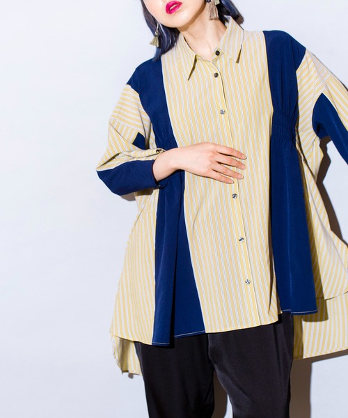 「OSMOSIS」 7分袖シャツ ONE SIZE イエロー レディース_画像9