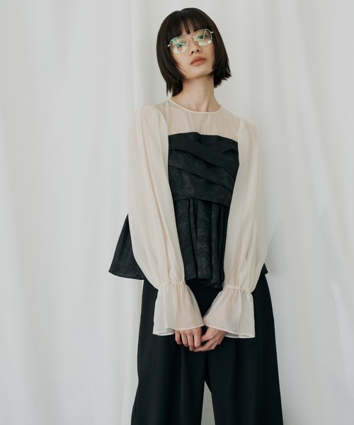 ANDRESD パーティードレス パンツドレス ジャガードペプラムパンツ
