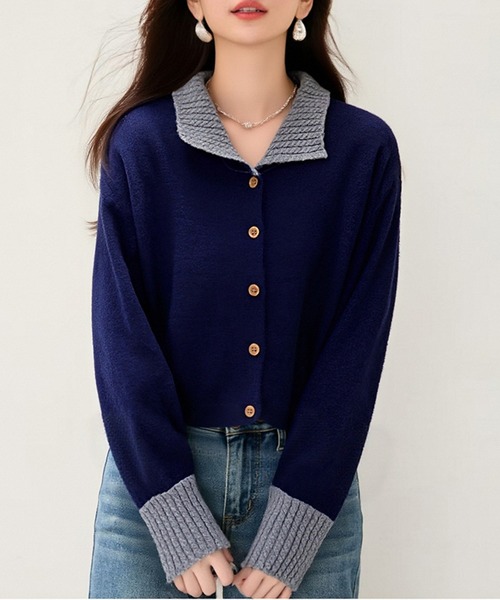 新品未使用 N°21 バイカラーリブ編み長袖カーディガン ニット 新品未使用 N°21 バイカラーリブ編み長袖カーディガン ニット