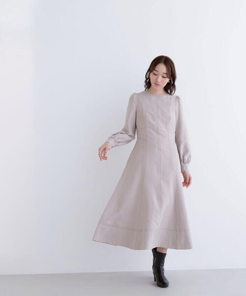 「NATURAL BEAUTY BASIC」 長袖ワンピース MEDIUM ベージュ系その他 レディース_画像6