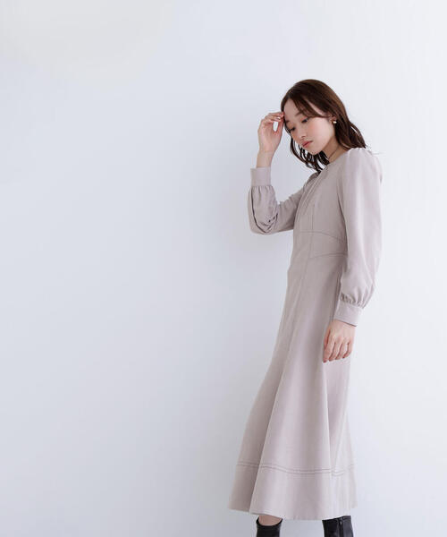 「NATURAL BEAUTY BASIC」 長袖ワンピース MEDIUM ベージュ系その他 レディース_画像7