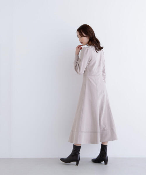 「NATURAL BEAUTY BASIC」 長袖ワンピース MEDIUM ベージュ系その他 レディース_画像8