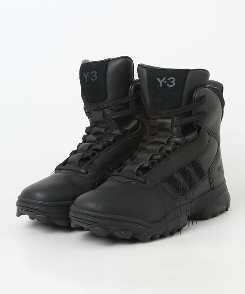 Y-3 ブラック ハイカットブーツ Y3 ブラックレザーハイカットブーツ