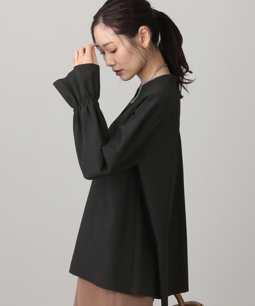 ❤ボブマッキー シャツ 総柄 サテン襟 長袖 スパンコール L 黒 シルク 特別 GLOBAL WORK（グローバルワーク） ブラウス シャツ 夏 MATINEE LINE/襟