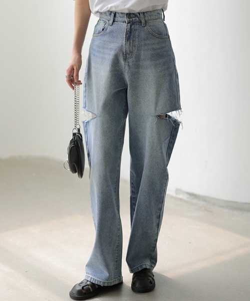 「COCOMOMO」 デニムパンツ M ホワイト レディース_画像3