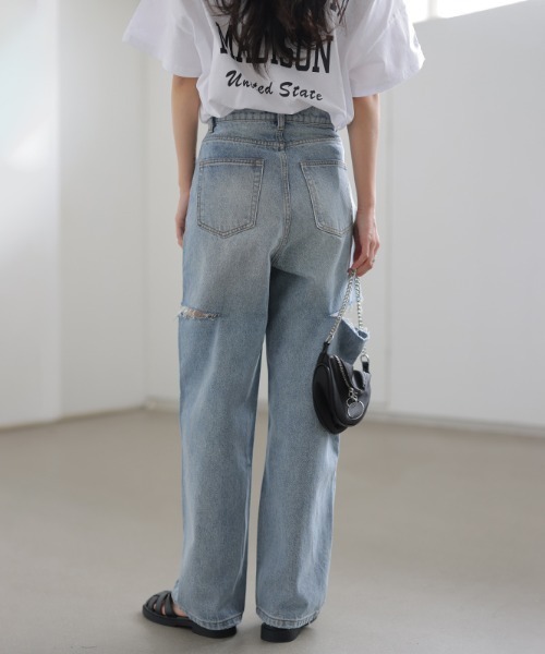 「COCOMOMO」 デニムパンツ M ホワイト レディース_画像4