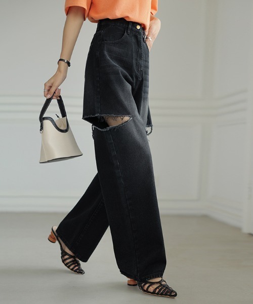 「COCOMOMO」 デニムパンツ M ホワイト レディース_画像6