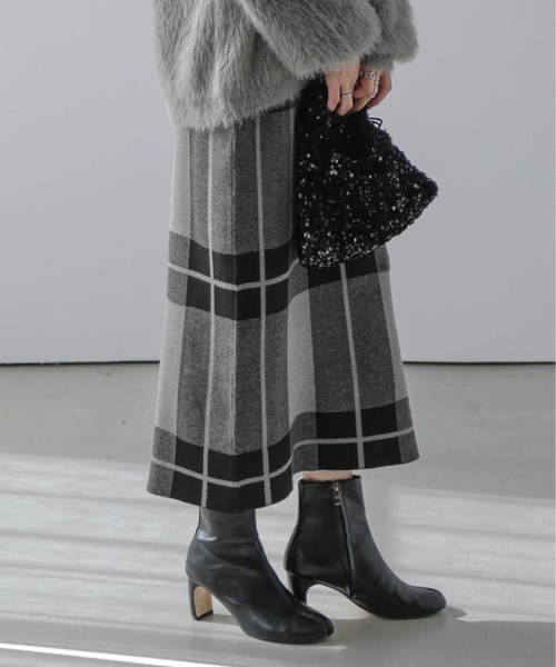 「SUGAR BISKET」 「La-gemme」ニットスカート フリー グレー レディース_画像8