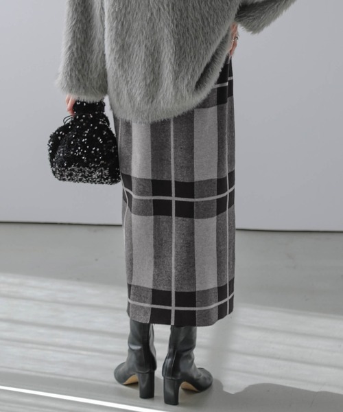 「SUGAR BISKET」 「La-gemme」ニットスカート フリー グレー レディース_画像9