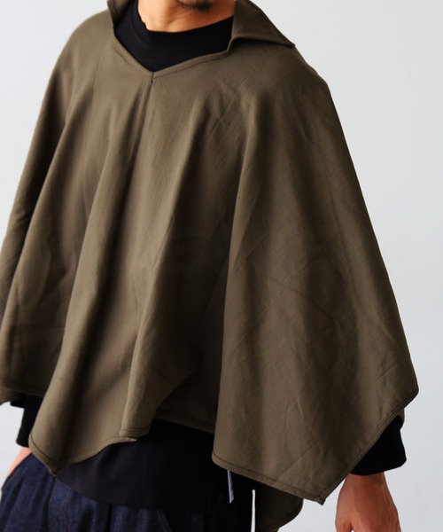 未使用ADAWAS ポンチョ グレー・ブラウン フリー antiqua（アンティカ） ポンチョ ARROW PONCHO アロー ポンチョ