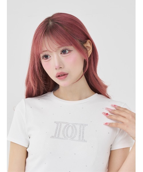 Darich（ダーリッチ） tシャツ パールストーンロゴTシャツ レディース