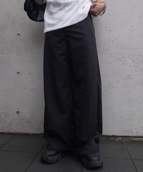 lilful ワイドパンツ スラックス タックワイドシルエットスラックス