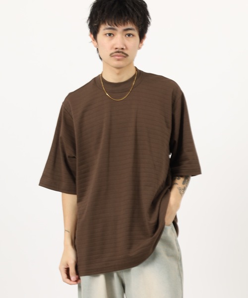 MN+LA tシャツ MN+LA STRIPED PIQUE MOCKNECK TEE ストライプモック