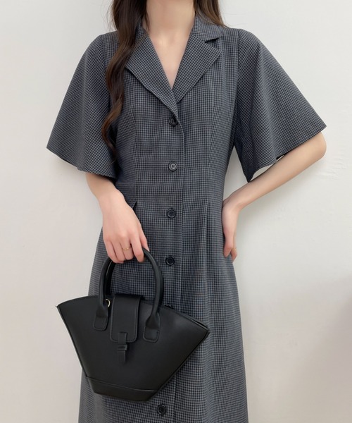 「ECLIN」 半袖ワンピース M ブラック レディース_画像2