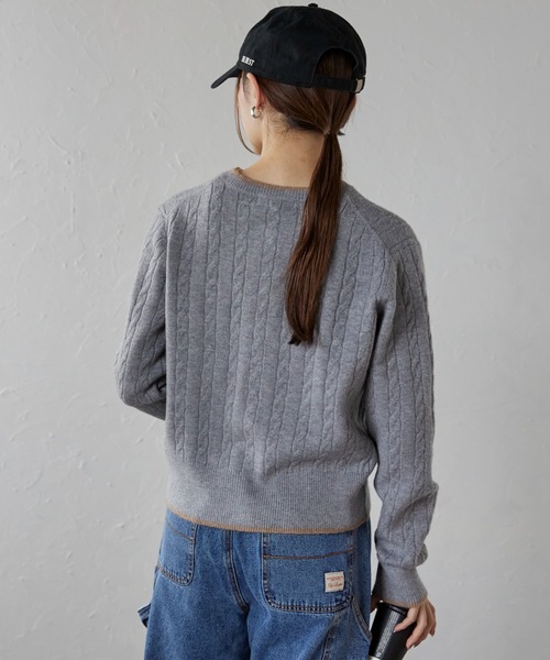 「U.S. POLO ASSN.」 ニットカーディガン M グレイッシュベージュ レディース_画像5