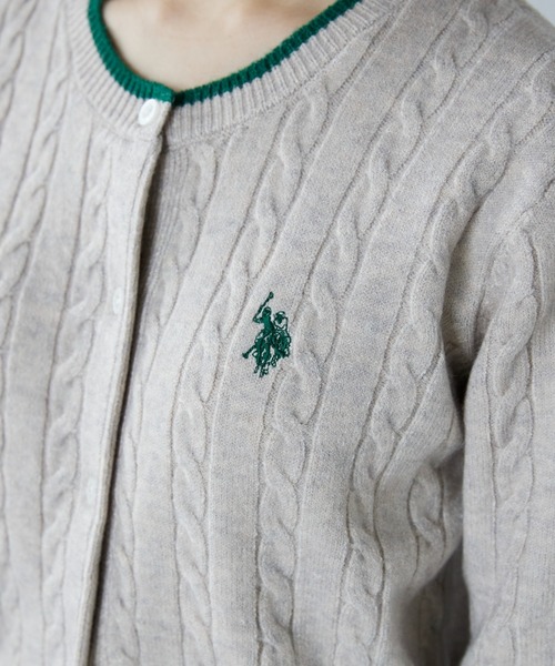 「U.S. POLO ASSN.」 ニットカーディガン M グレイッシュベージュ レディース_画像9