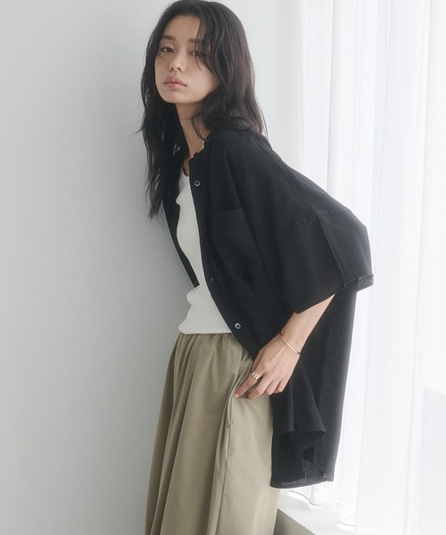 hunch（ハンチ） ブラウス シャツ 麻レーヨン ドルマンオーバーシャツ