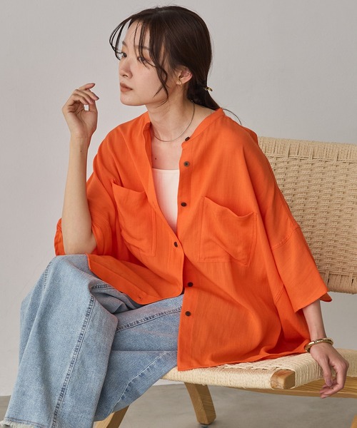 hunch（ハンチ） ブラウス シャツ 夏 「接触冷感」麻レーヨン ドルマン