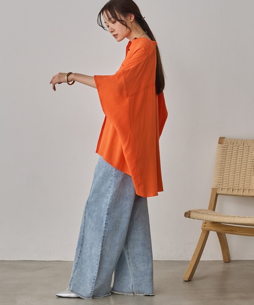 hunch（ハンチ） ブラウス シャツ 夏 「接触冷感」麻レーヨン ドルマン