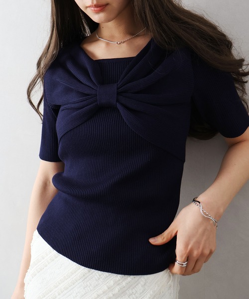 SpRay（スプレイ） tシャツ 半袖 リボンディティールトップス