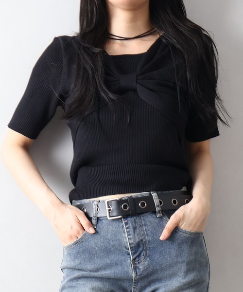 SpRay（スプレイ） tシャツ 半袖 リボンディティールトップス