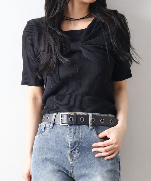 SpRay（スプレイ） tシャツ 半袖 リボンディティールトップス
