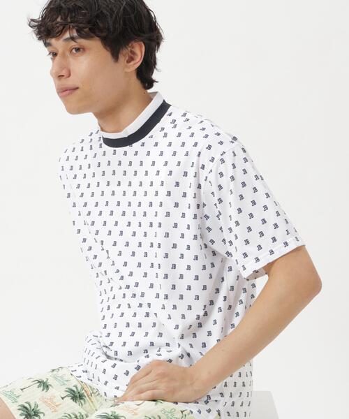 tシャツ 吸水速乾ロゴプリント半袖モックネックカットソー メンズ