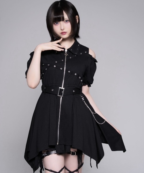 REFLEM クロスベルトZIPワンピース REFLEM（レフレム） 「REFLEM/レフレム」クロスベルトZIPワンピース
