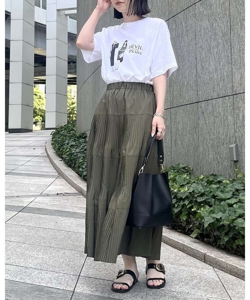 スカート ティアードプリーツスカートの画像