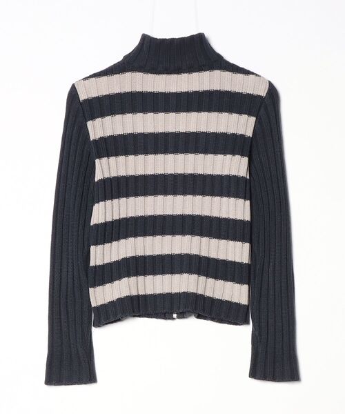 「MAX&Co.」 ボーダー柄ニットカーディガン M ネイビー レディース_画像2