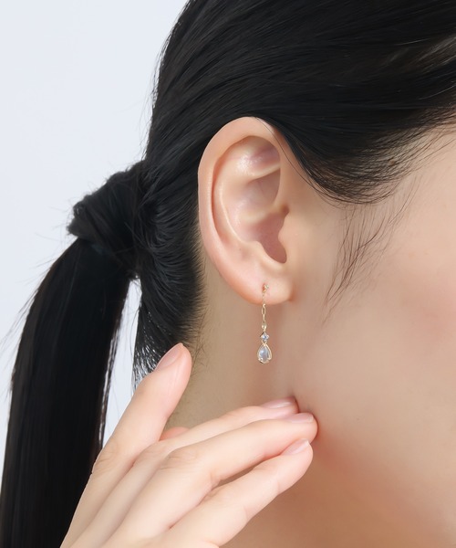 ピアス K10YG ブルームーンストーン・タンザナイト ピアス レディースの画像