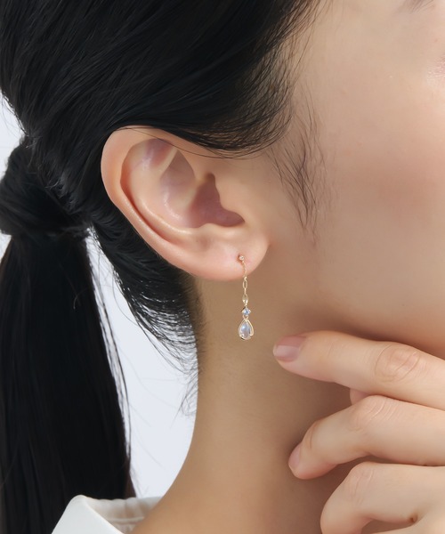 ピアス K10YG ブルームーンストーン・タンザナイト ピアス レディースの画像