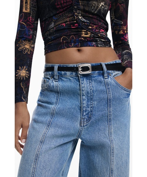 ベルト スクエアバックル本革スキニーベルト レディース | Desigual | 03