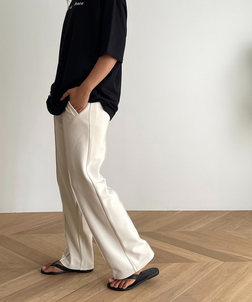「CANAL JEAN」 イージーパンツ 36 ベージュ レディース_画像4