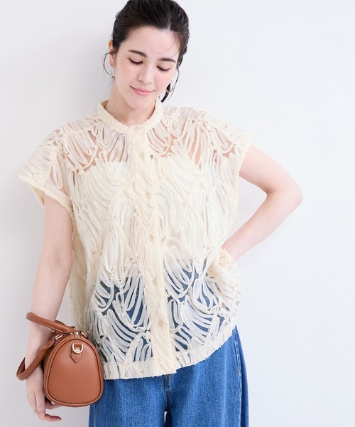 ADAM ET ROPE' FEMME ヴィンテージライク　ブラウス　レース切替 le cercle ADAM ET ROPE' ブラウス シャツ バテンレースブラウス