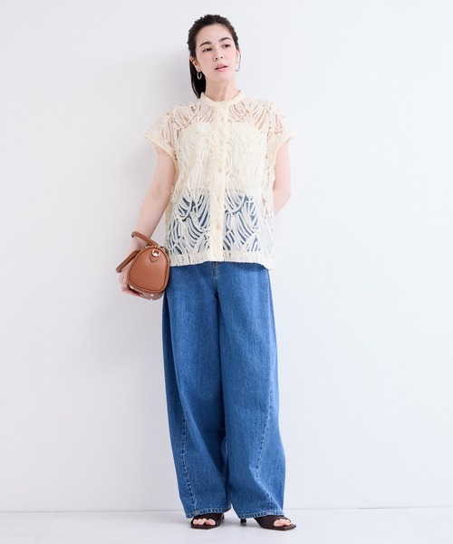 ADAM ET ROPE' FEMME ヴィンテージライク　ブラウス　レース切替 le cercle ADAM ET ROPE' ブラウス シャツ バテンレースブラウス