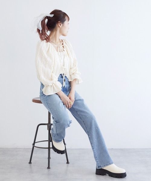 「w closet」 長袖ブラウス FREE ブラック レディース_画像7