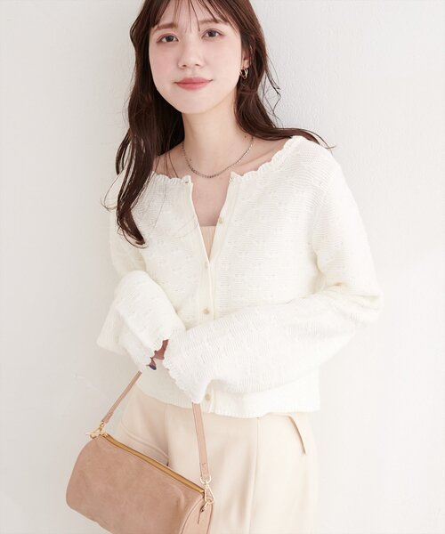 「natural couture」 ニットカーディガン FREE サックスブルー レディース_画像3