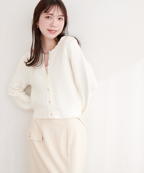「natural couture」 ニットカーディガン FREE サックスブルー レディース_画像4