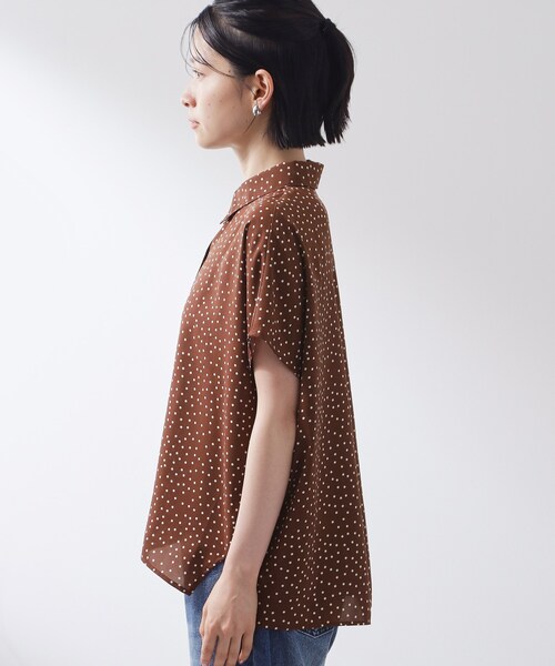 THE SHOP TK ブラウス シャツ 夏 半袖 大人のためのドット柄 襟付き