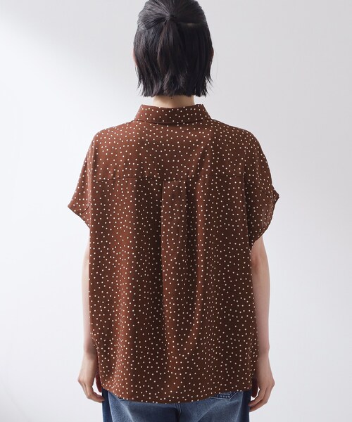 THE SHOP TK ブラウス シャツ 夏 半袖 大人のためのドット柄 襟付き