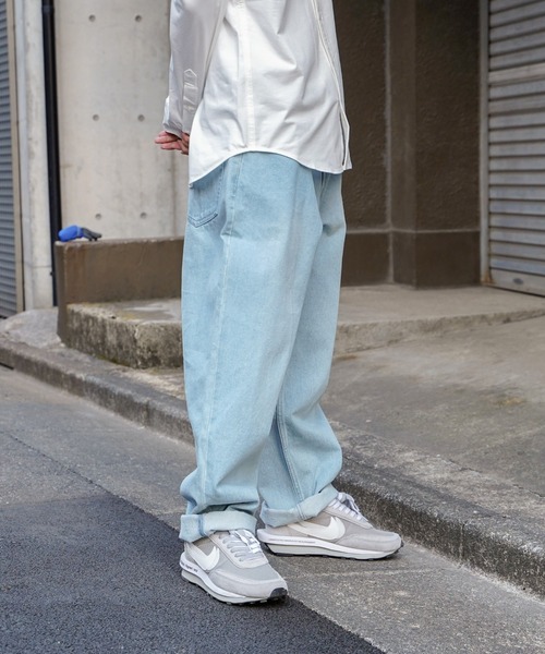 Moromoro インクジェットジーンズ  ワイドパンツbaggy SOMETHING ジーンズ サムシング レディース ワイドパンツ LISA