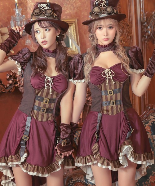 セット コスプレ スチームパンクコスチューム半袖胸開きフレアワンピース4点セット ZOZOTOWN PayPayモール店 - 通販 - PayPayモール ワンピース