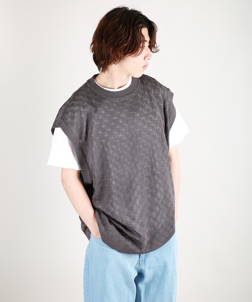未使用　レザレクション　ウィメンズ フルジップ ニットベスト グレー ww-gilet-33-m.jpg