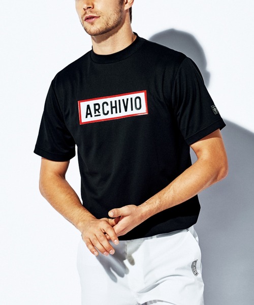 サイズ：50 ARCHIVIO アルチビオ  ハイネック 半袖Tシャツ ロゴ  グレー系 [240101501984] ゴルフウェア メンズ ストスト サイズ：50 ARCHIVIO アルチビオ ハイネック 半袖Tシャツ ロゴ