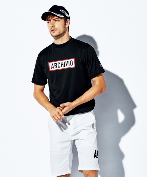 サイズ：50 ARCHIVIO アルチビオ  ハイネック 半袖Tシャツ ロゴ  グレー系 [240101501984] ゴルフウェア メンズ ストスト サイズ：50 ARCHIVIO アルチビオ ハイネック 半袖Tシャツ ロゴ