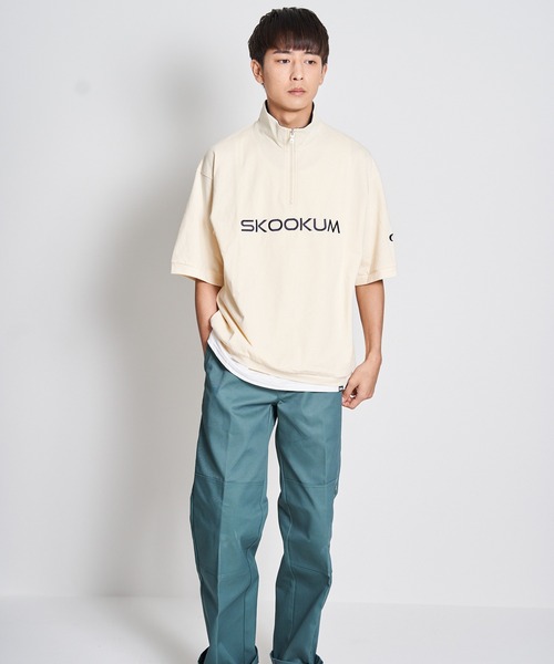 ポロシャツ SKOOKUM×JEハーフジップスタンドポロシャツ