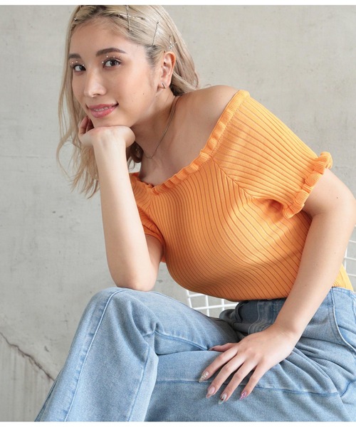 ANAP tシャツ リブメローニットトップスカットソー レディース