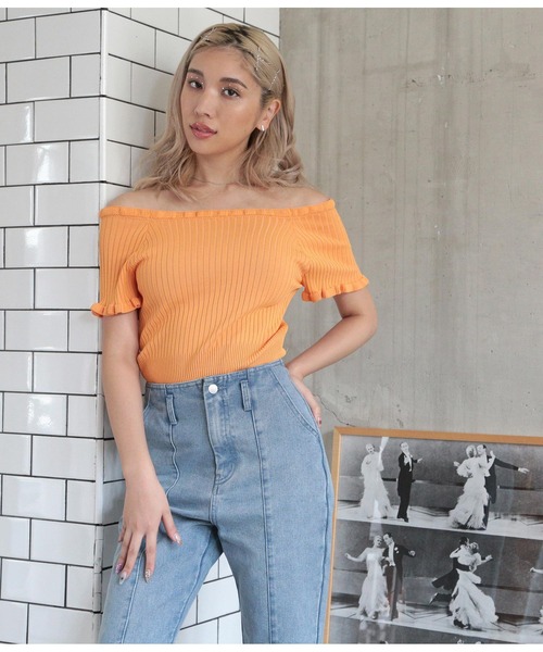 ANAP tシャツ リブメローニットトップスカットソー レディース