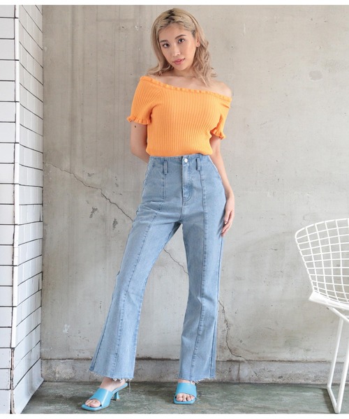 ANAP tシャツ リブメローニットトップスカットソー レディース